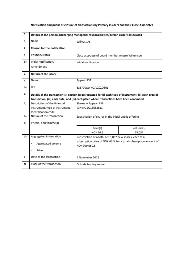 notification form willvest as