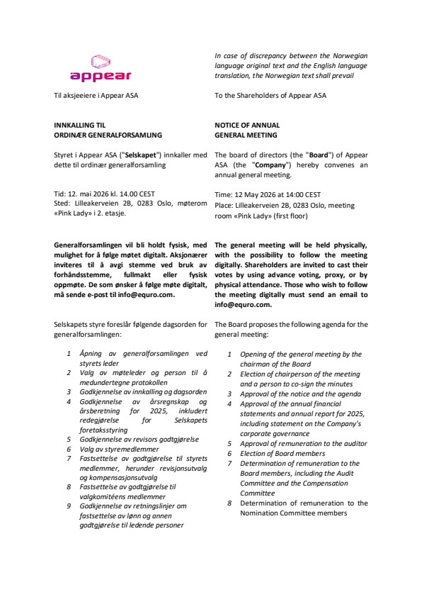 appear asa notice of the 2026 agm