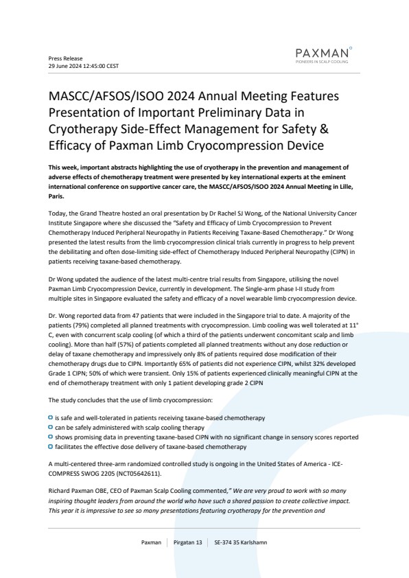 MASCC/AFSOS/ISOO 2024 Annual Meeting Features Presentation of Important ...