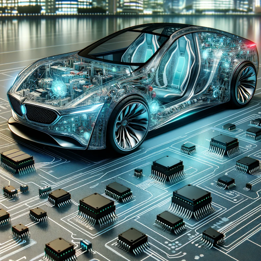 A Futuristic Car Featuring A Complex Electrical And Electronic Architecture With Multiple Microcontroller Units (MCUs)