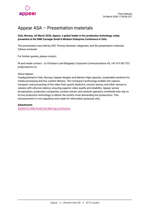 appear asa presentation materials